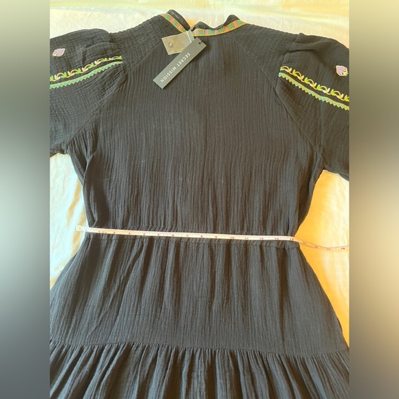 Secret Mission Felicia Maxi Dress Black with Paisley Embroidery Size M NWT - Picture 7 of 10